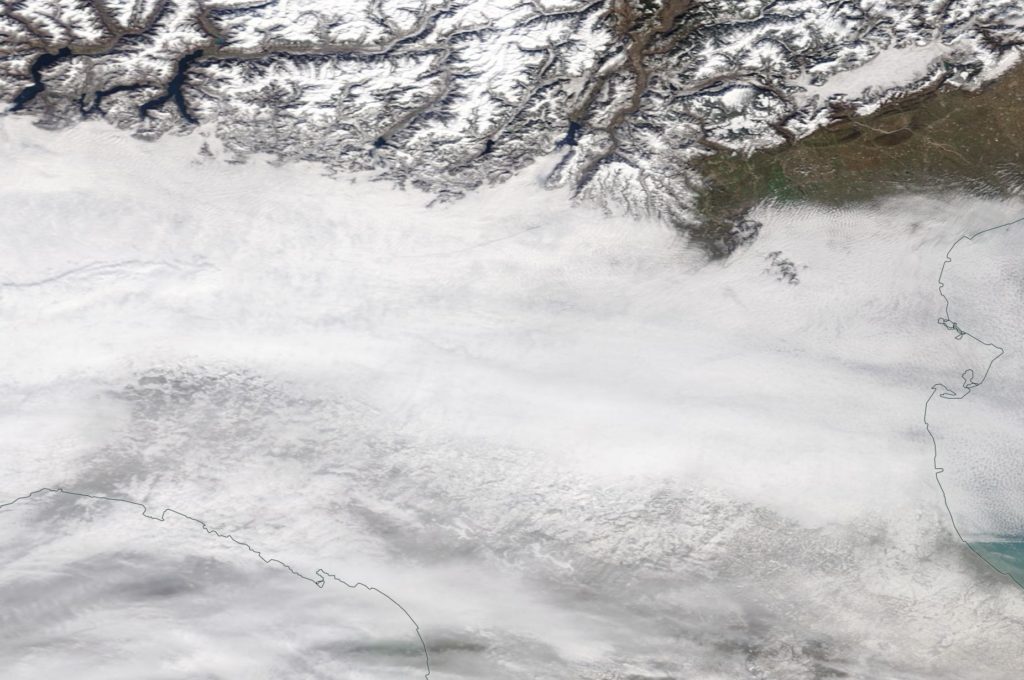 Immagini satellitare della Pianura Padana il 4 marzo 2018