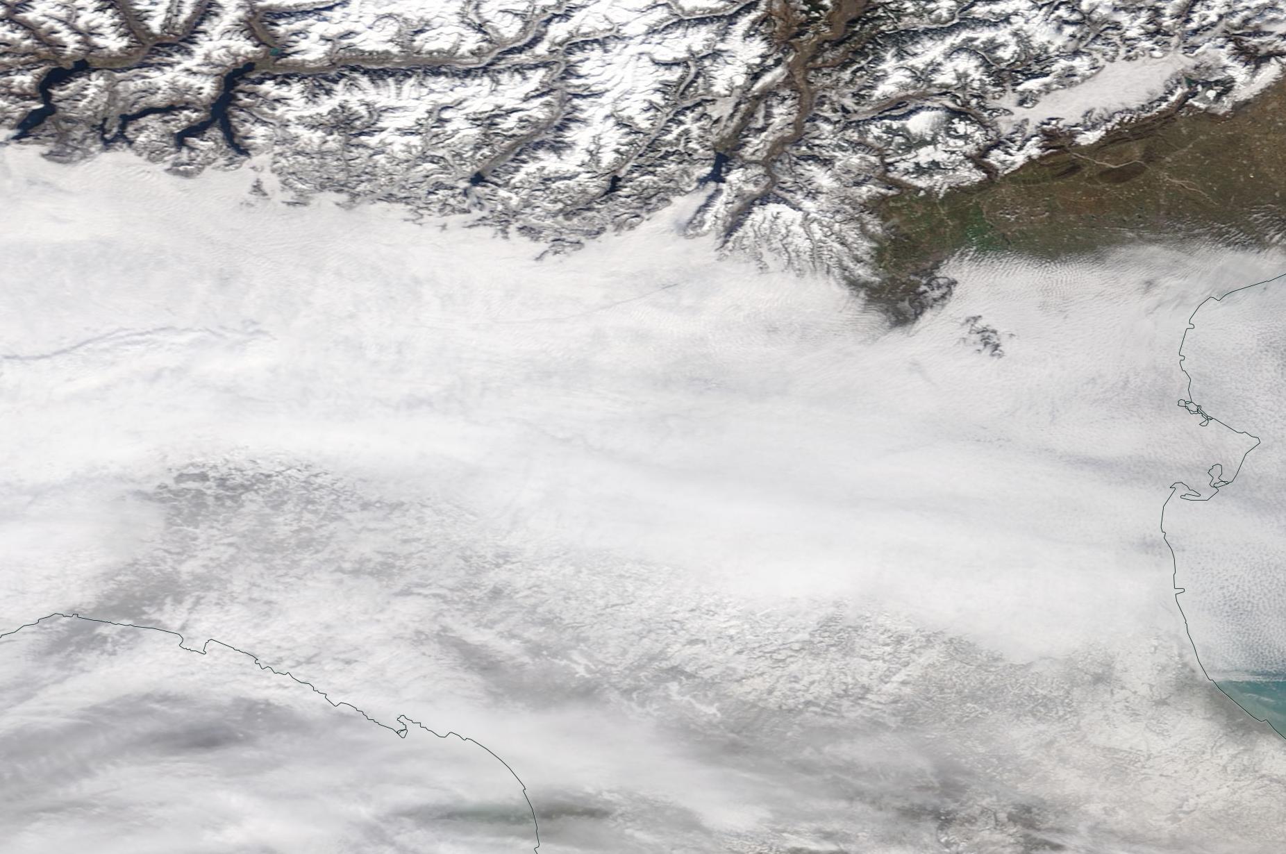 Immagini satellitare della Pianura Padana il 4 marzo 2018