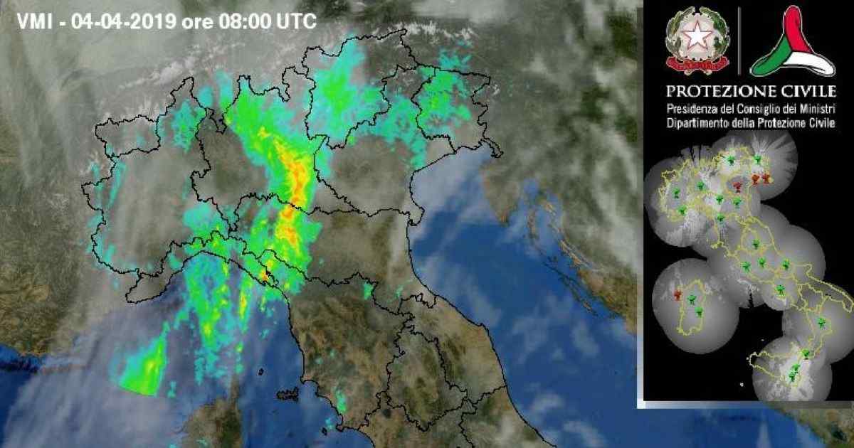 Immagini radar pioggia Giovedì 04 Aprile